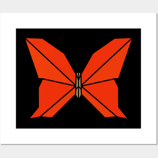 Orange Origami Butterfly Posters and Art